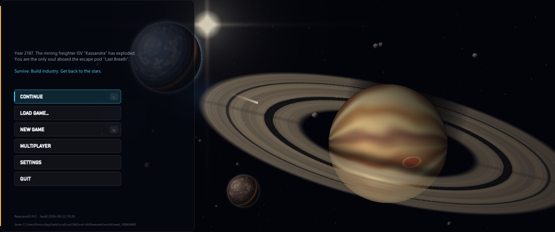 Reascend menu — gas giant