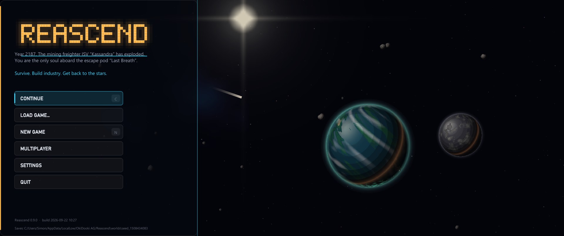 Reascend menu — terran system